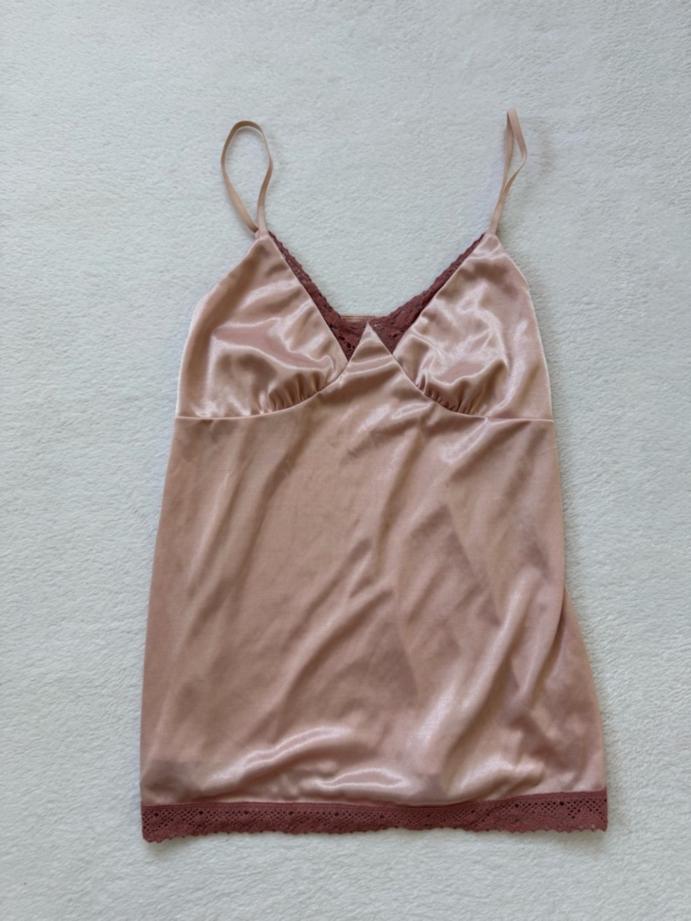 Y2K Xhilaration Silky Blush Pink Fairy Top with Lace Trim